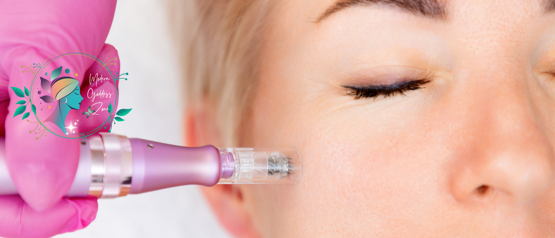 close up of microneedling